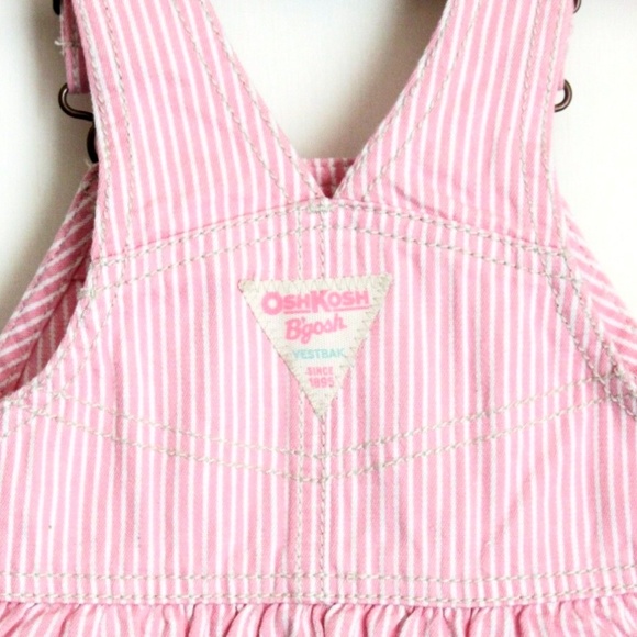 OshKosh Overall Dress Vetbak Pink & White Stripe Bibs B'Gosh Cottagecore Kids - Picture 6 of 10